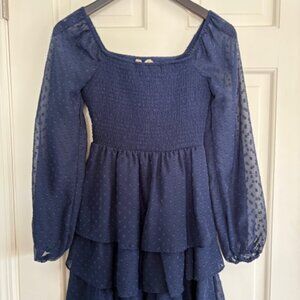 Altard State Dress XSmall Tiered with Smocked Top and Sheer Sleeves